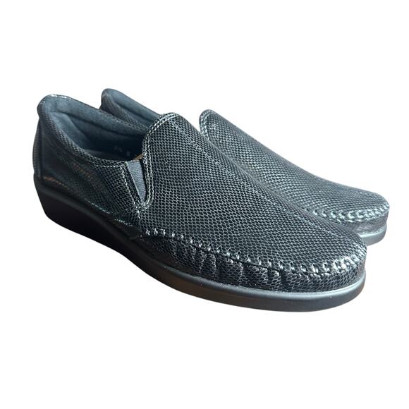 SAS Dream Slip On Loafers Black Snake Wedge - Size 7.5 N - Picture 2 of 11